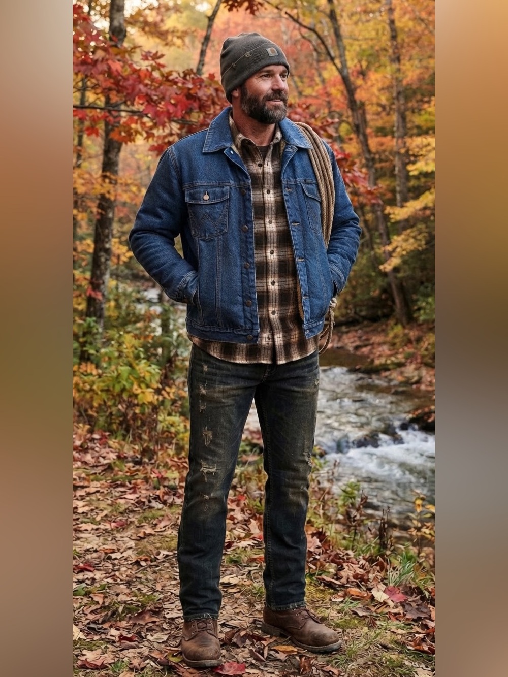 Wrangler Sherpa Lined Indigo Denim Trucker Jacket Woodsman Western Men’s Sz L